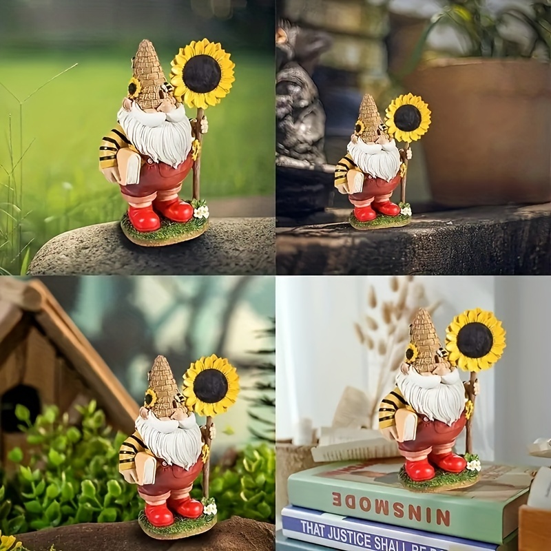 Gnome Statue Bumble Bee Gnome Ornament Resin Scandinavian Gnomes Figurine  Dwarf Statue For Garden Lawn Yard Home Bee Day Decoration - Temu