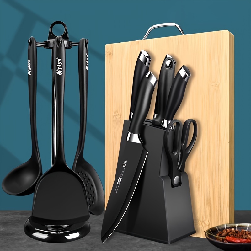 Knife, Rust-proof Black Edge Knife, Comfortable Plastic Black Handle,  Household Rental House Dormitory Knife Set - Temu