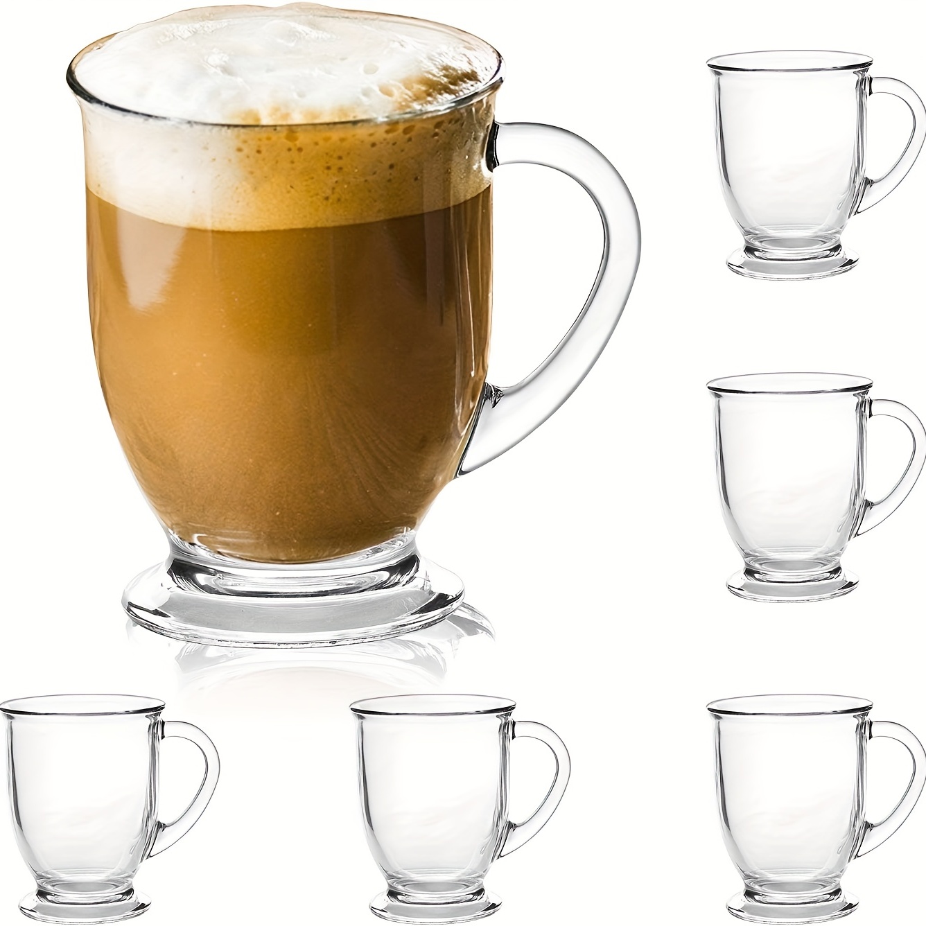 6 MCM Irish Coffee Cappuccino Cups Mugs Clear Glass and Stainless-Steel  Band – Tacos Y Mas