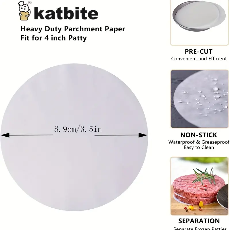 Katbite, Parchment Paper Rounds, Round Parchment Paper For Cake Baking, Air  Fryer Liners, Freezing, Tortilla Press - Temu
