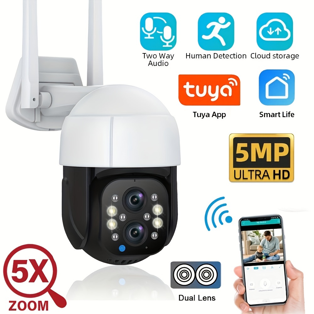 8MP Dual Lens Baby Tuya Smart Life Security Protection Automatic Alarm Wifi  Outdoor PTZ Camera CCTV Video Surveillance IP Camera