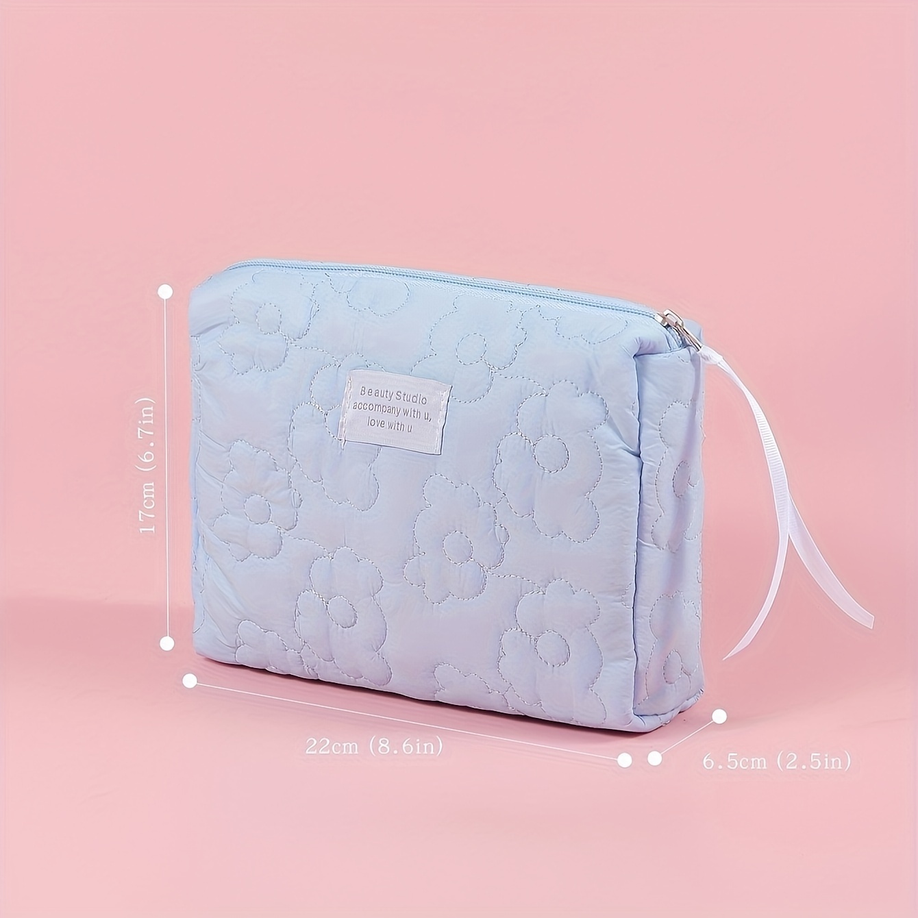 Sweet Flower Embroidered Makeup Bag Portable Zipper Toiletry - Temu