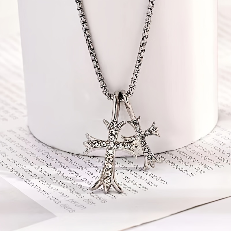 Double Cross Charm Necklace