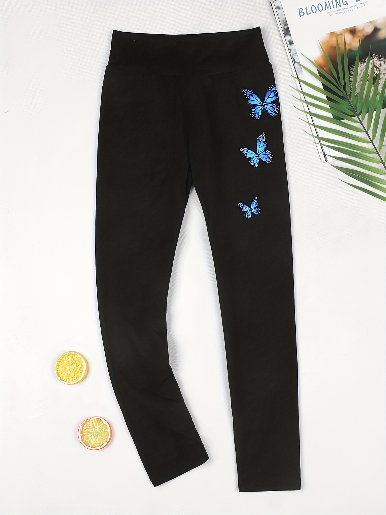 Cartoon Butterfly Graphic Sweatpants Girls High Waisted - Temu