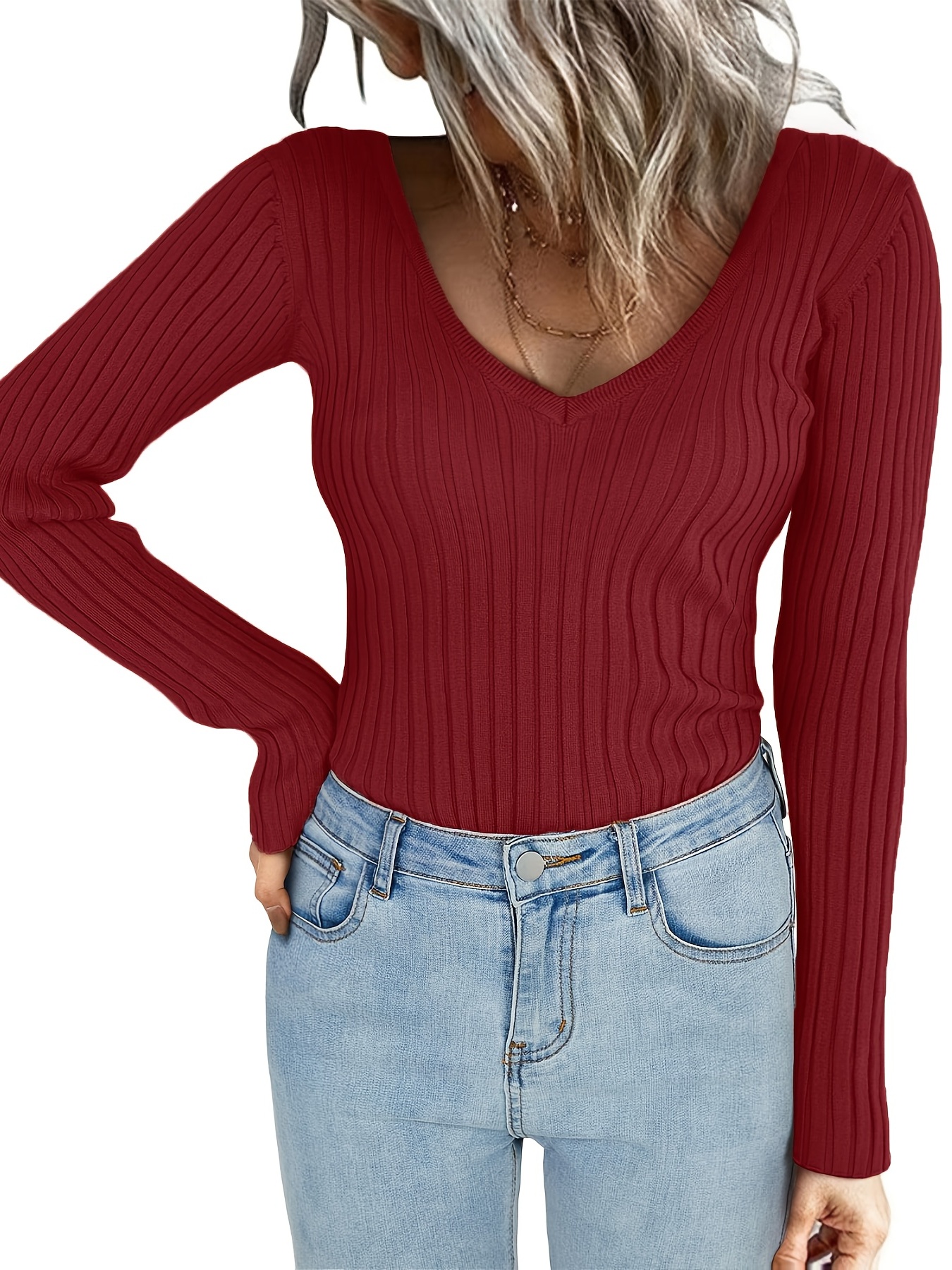 Women's Turtle Neck Ribbed Knit Sweater Long Sleeve Stretch