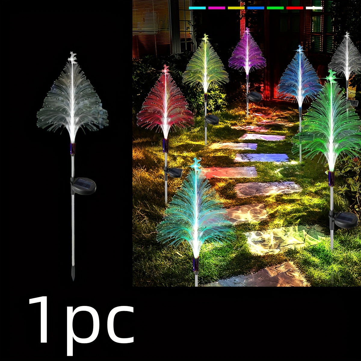 7 Color Changing Solar Christmas Trees Lights Outdoor - Temu United Kingdom