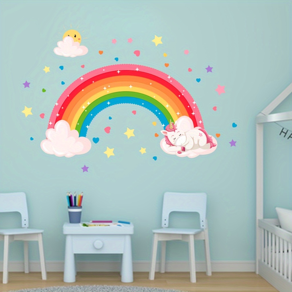 MESU Glow in The Dark Stickers Unicorn Wall Decals Moon Fairy Luminous  Ceiling Decor for Girls Kids Room Nursery Unicorn