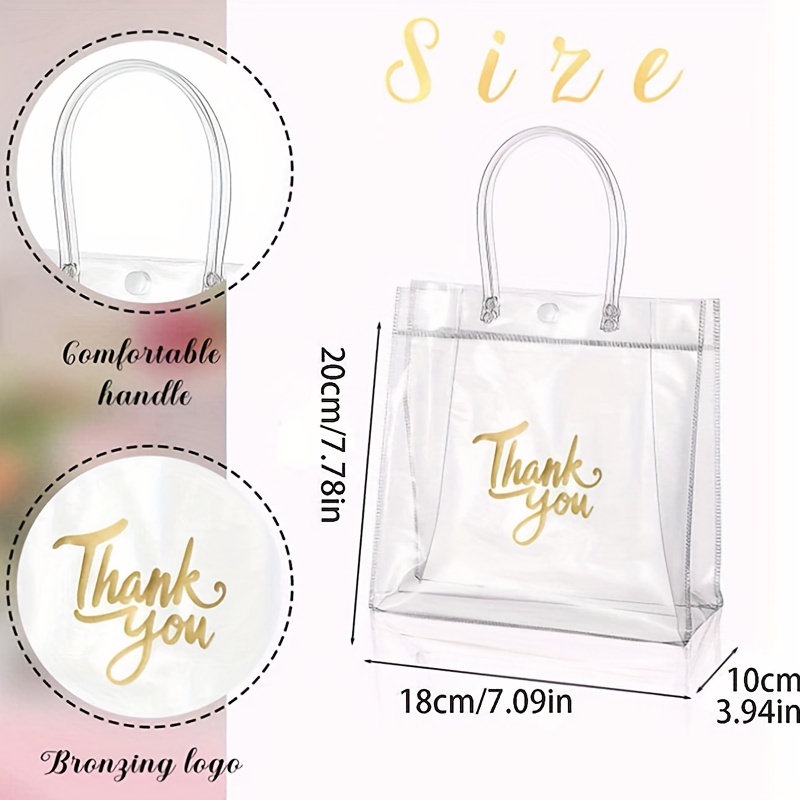 80 bolsas de regalo de plástico transparente con asas, pequeñas bolsas de  regalo de PVC transparentes, bolsas de mano reutilizables para compras