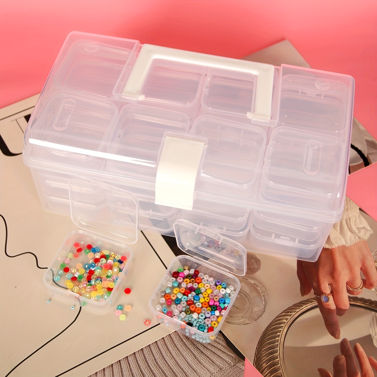 1 Plastic Storage Box Handicraft Square Storage Box Colorful - Temu