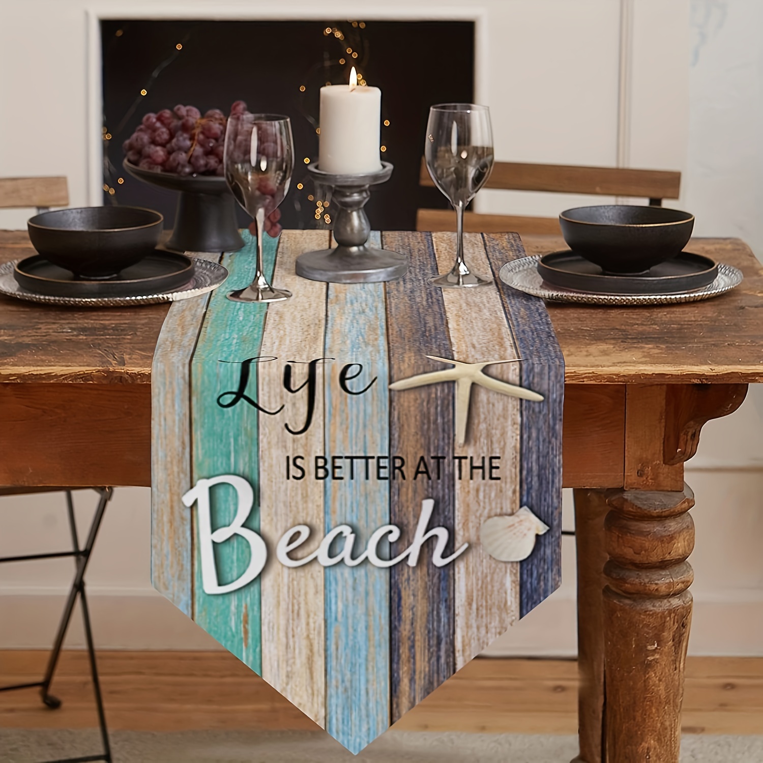 Beach Table Runner Dresser Scarf For Kitchen Dining Family - Temu