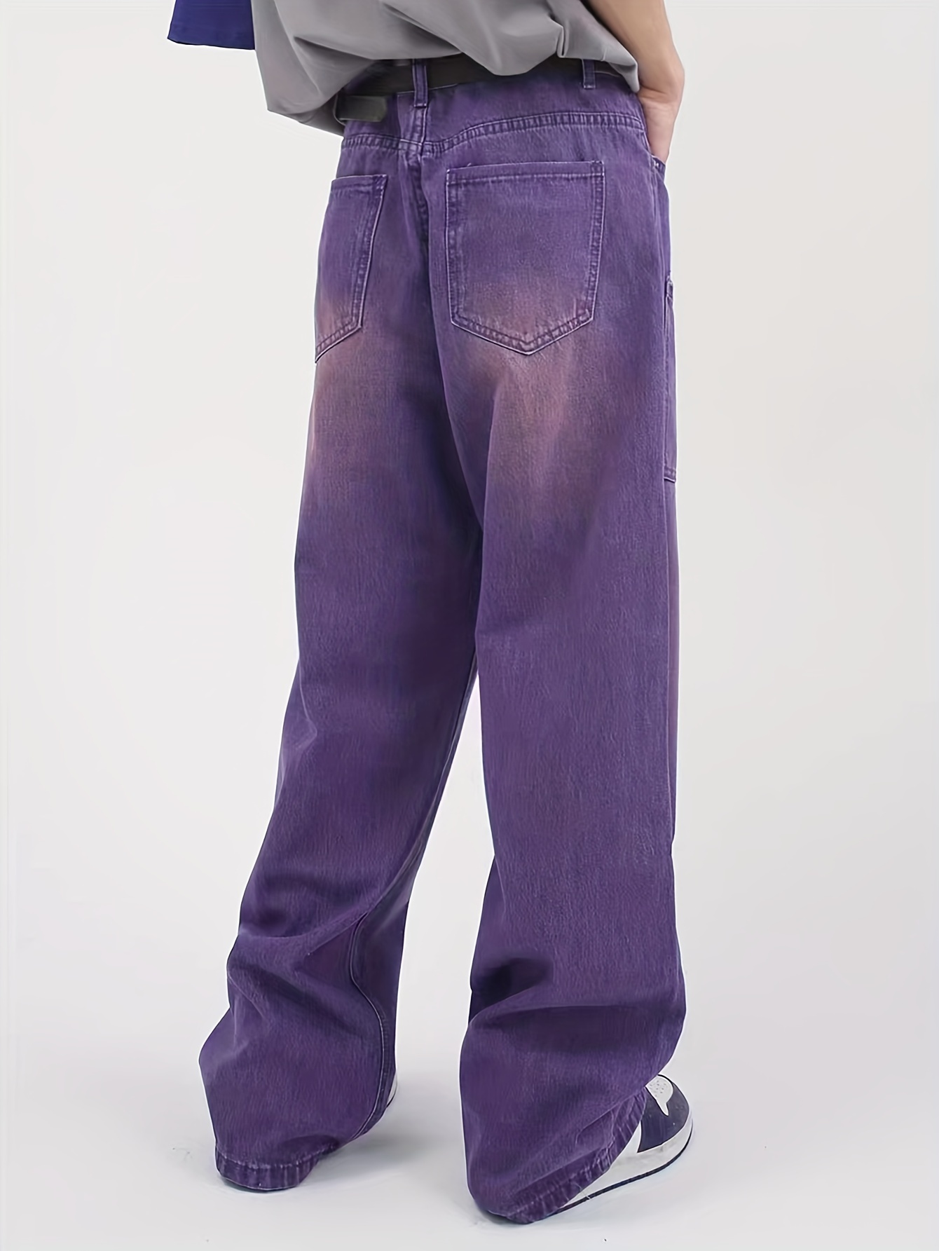 ZAKFY Pants Men's, Fashion Men Jeans Purple Loose Straight Casual