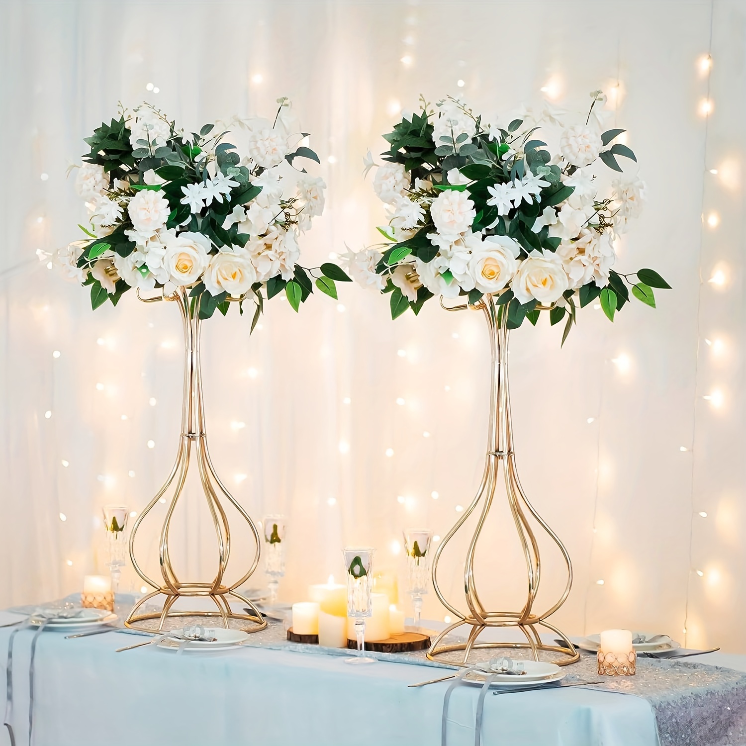 Golden Flower Vases Stand For Table Centerpiece Metal - Temu