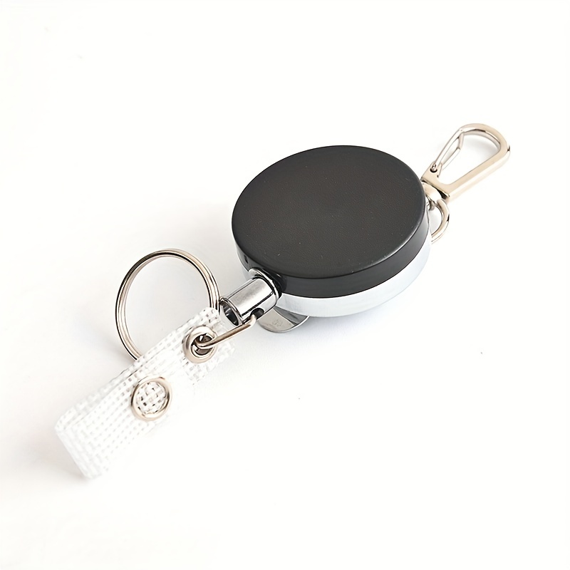 1pc Heavy Duty Retractable Keyring With Id Badge Strap Steel Belt