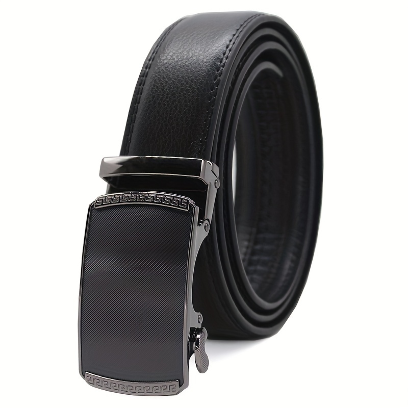 Men's Automatic Buckle PU Leather Belt for Business Suit