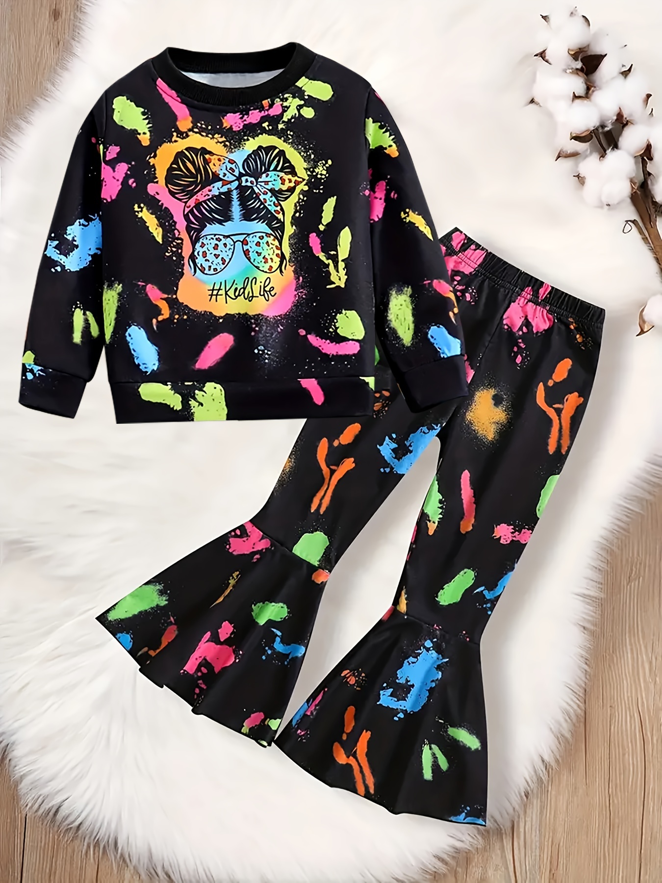 Mädchen 3D Schmetterling Sweatshirt und Leggings Set Langarm 3D