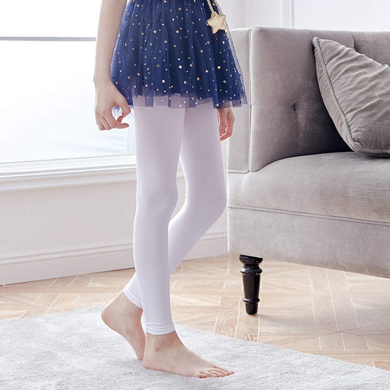 Girls Footless Tights Soft Leggings Solid Color Ribbed Knit - Temu