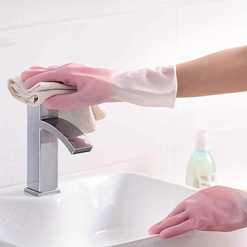 2pcs Set Kitchen Dish Washing Gloves PVC Rubber Silicone Latex
