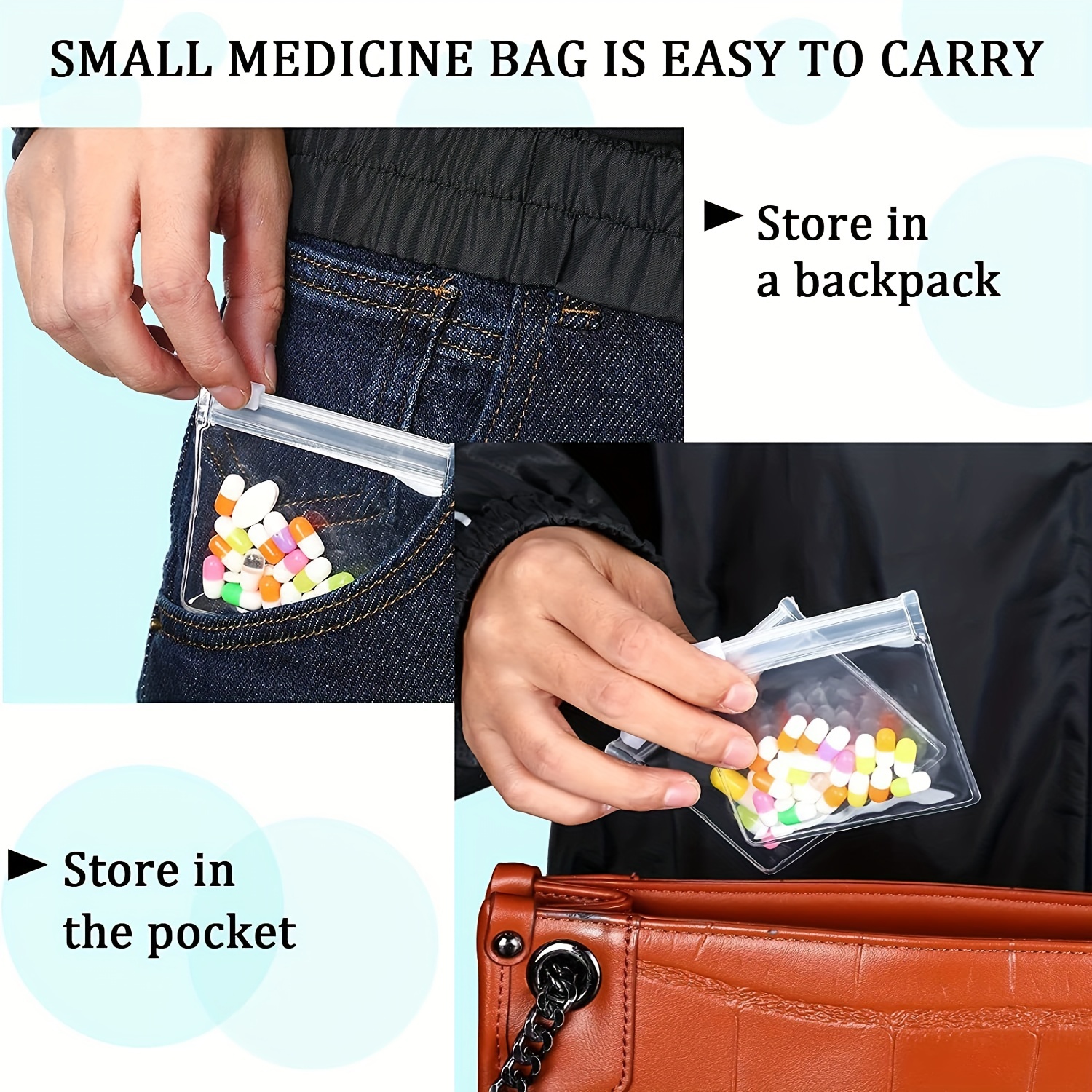 42 Pcs Pill Pouch Bags Reusable Zippered Pill Pouch Set Medicine Organizer  7 Colors Self Sealing Translucent Medicine Bags Travel Pill Bags with Slide