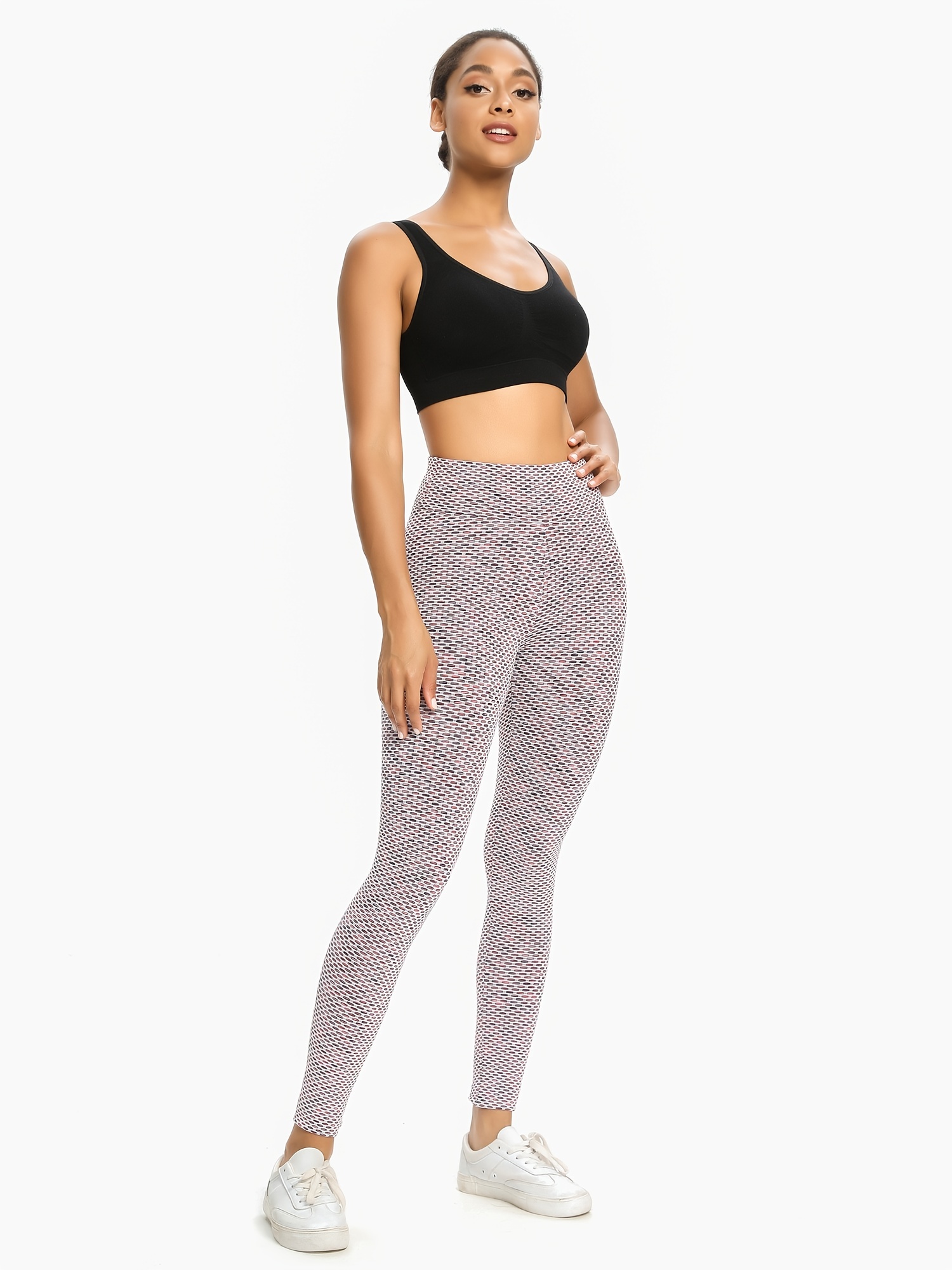 Honeycomb Print High Waist Fitness Yoga Leggings Breathable - Temu