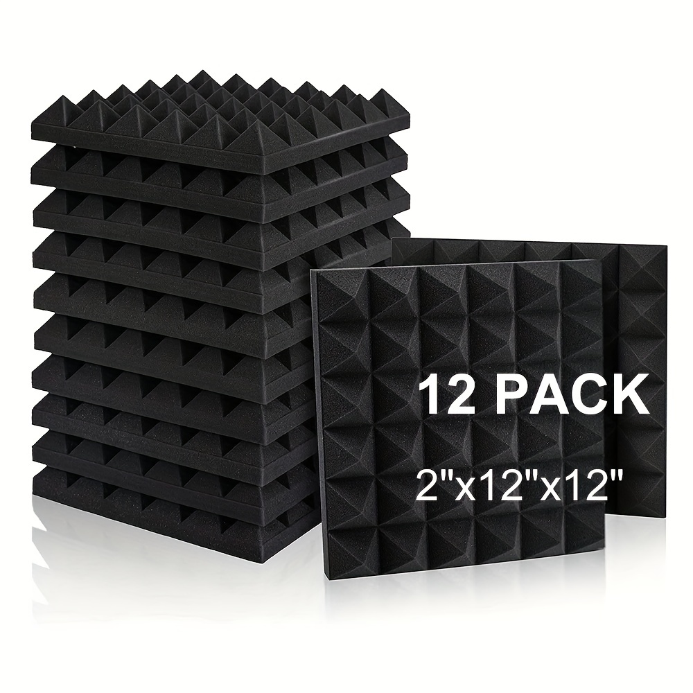 12 Pack Acoustic Panels Self-Adhesive,1 X 12 X 12 Quick-Recovery Sound  Proof Foam Panels, Acoustic Foam Wedges High Density, Soundproof Wall Panels  for Home Studio,Black-Gray : : Musical Instruments