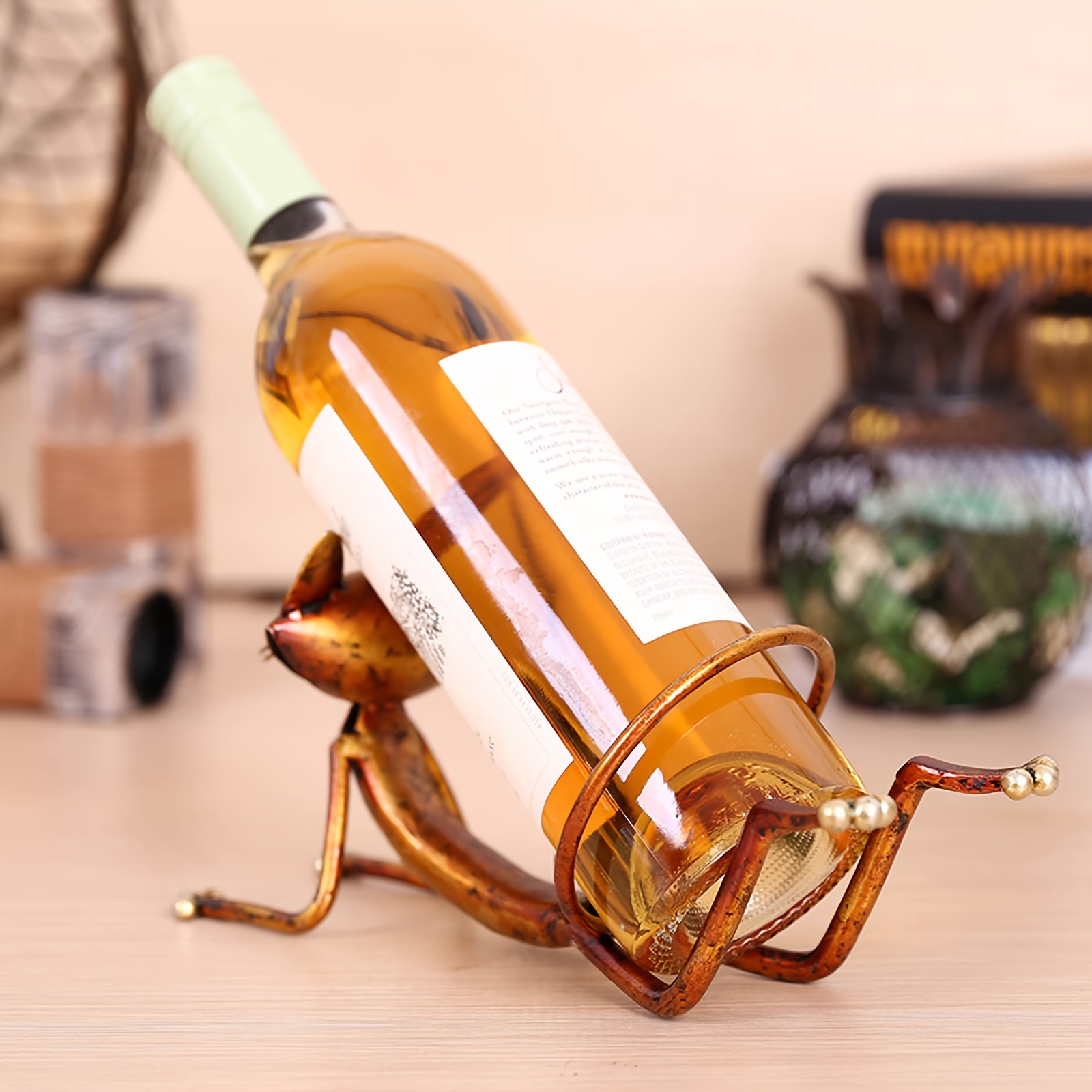 Yoga Cat Wine Rack Lying Cat Wine Holder Iron Cartoon Metal - Temu