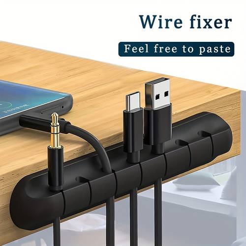 1pc Self-adhesive Power Cord, Fixed Chuck Mouse Cable Earphone Winder Mobile Phone Data, Cable Card Silicone Desktop Cable Organizer