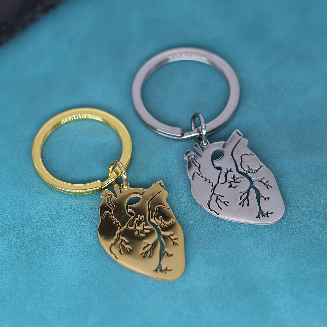 Anatomical Heart Pill and Stethoscope Keychain -   Handmade clay  jewelry, Anatomical heart, Polymer clay jewelry