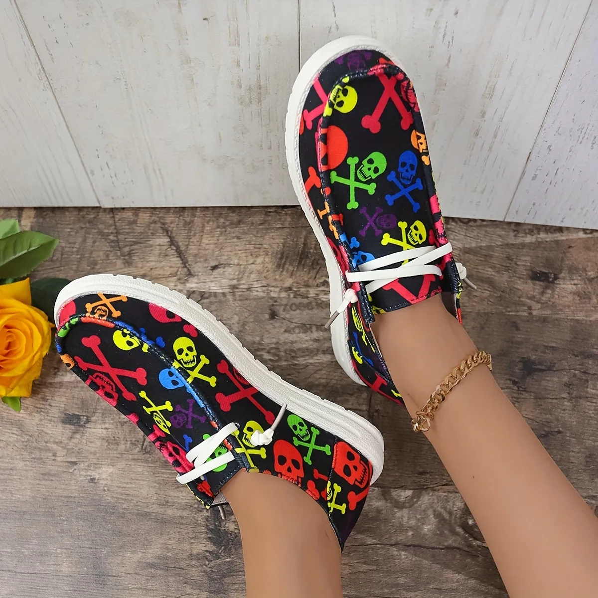 Halloween Fashion Style Skateboard Shoes, Colorful Skeleton Ghost Design  Flat Shoes, Lightweight And Comfortable Outdoor Sport Shoes - Temu Australia