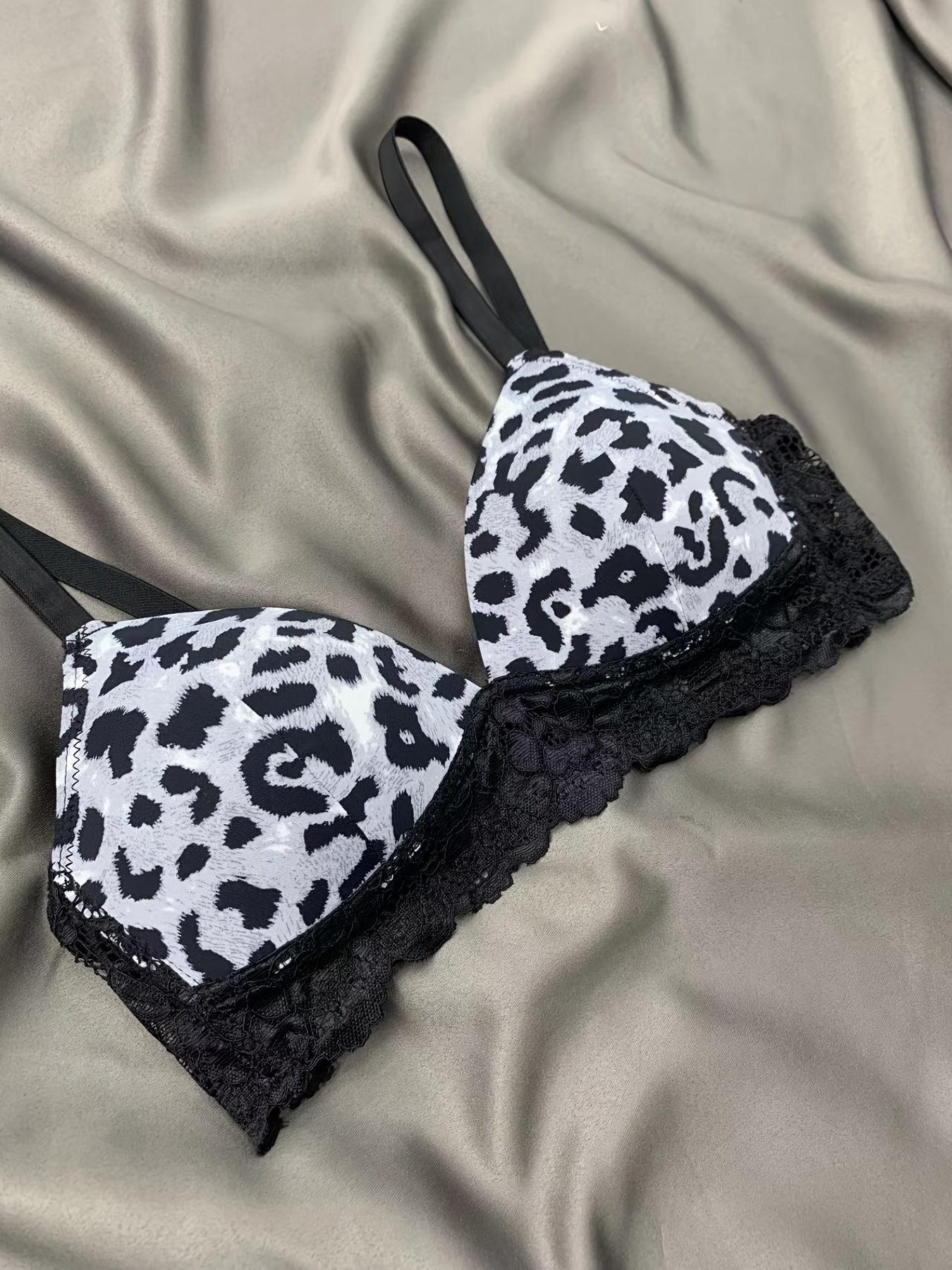 2 Pack Black and White Lace Animal Print Bralettes