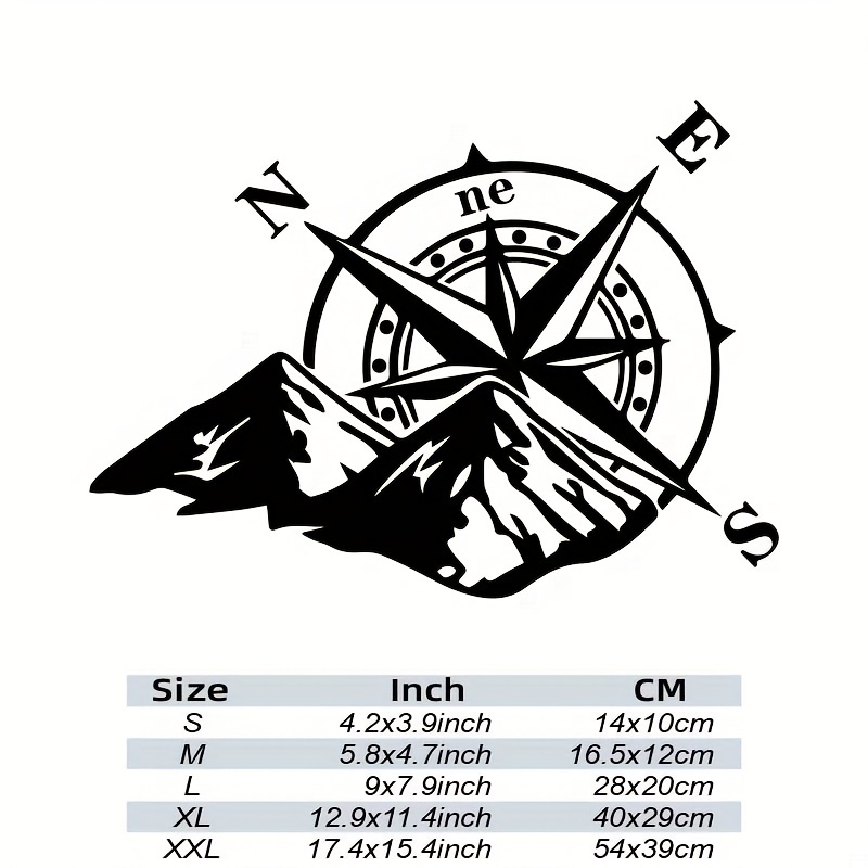 1PC Mountain Compass Stickers For Camper Car Adventure Reflective Decals