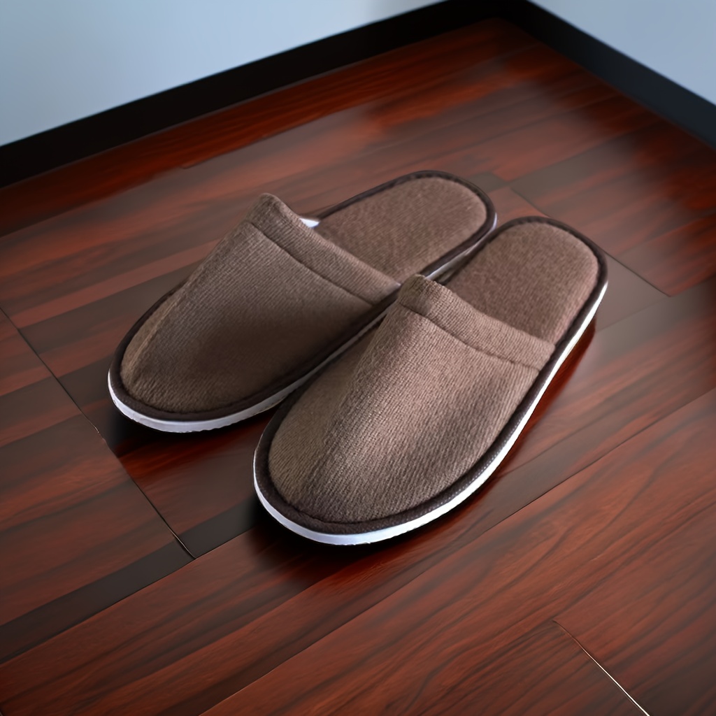[Popular Choice] 1 Pair Men's Casual Slippers - Solid Color, All-Season Indoor Shoes with Round Toe, faux-Suede Upper, EVA Sole, Non-Slip Slip-On Design for Hotel and Home Use