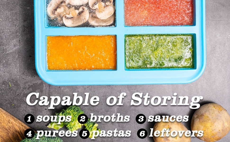 repas soupe cube de glace moule de congélation silicone plateau de  congélation avec couvercle congeler les soupes, les stocks, les sauces, et  plus en portions égales