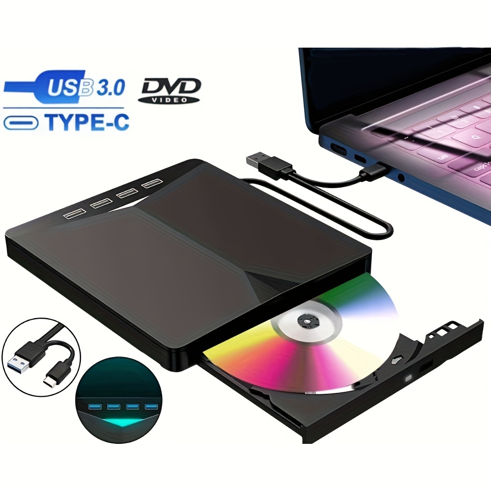 Lecteur DVD Externe Pour Ordinateurs De Bureau Et Portables, Lecteur DVD  USB 3.0, Graveur De DVD