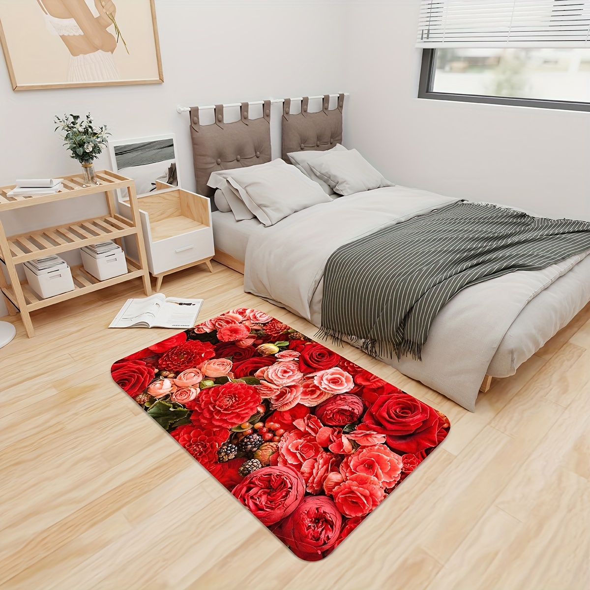 1pc Floral Bird Design Carpet Door Mat, Soft & Thick Water