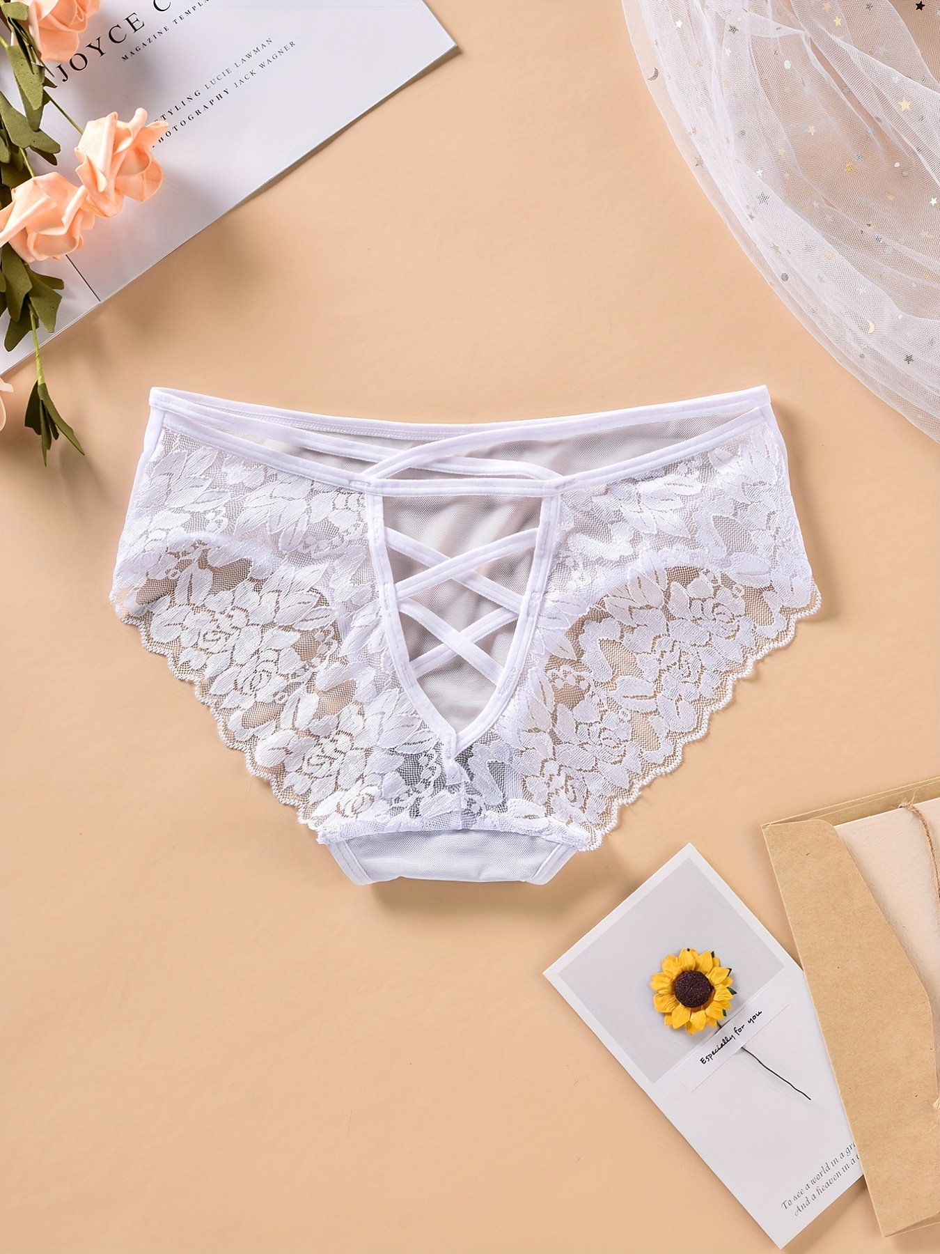 Womens Cotton String Bikini Underwear Women Sexy Lace Briefs Hollow Out  Panties Crochet Lace Lingerie Panties Size, White, One Size : :  Clothing, Shoes & Accessories