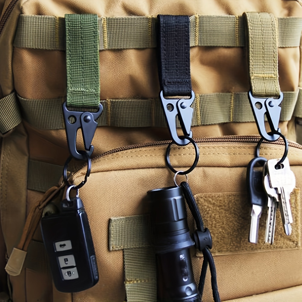 

Durable Tactical Molle Clip Buckle For Outdoor Activities - Nylon Belt Key Ring Keychain Holder Carabiner Hook
