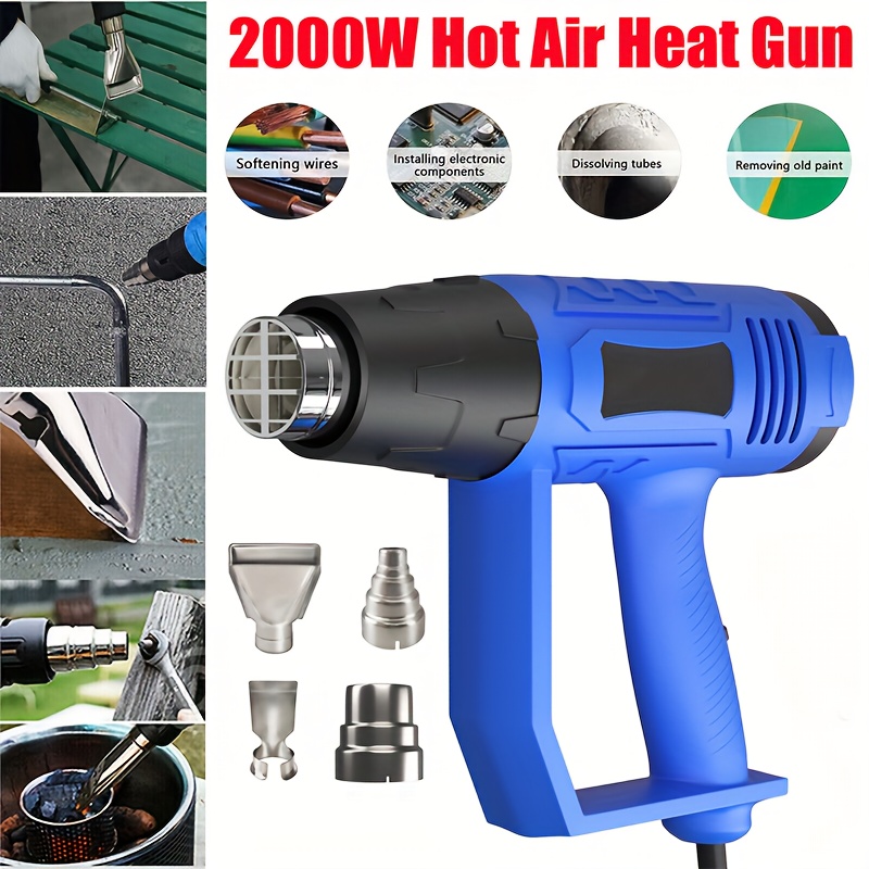 1850W Heat Gun Variable Temperature Settings 112120244- 650 DIAFIELD Fast Heat Hot Air Gun Durable& Overload Protection with 4 Nozzels for Shrink