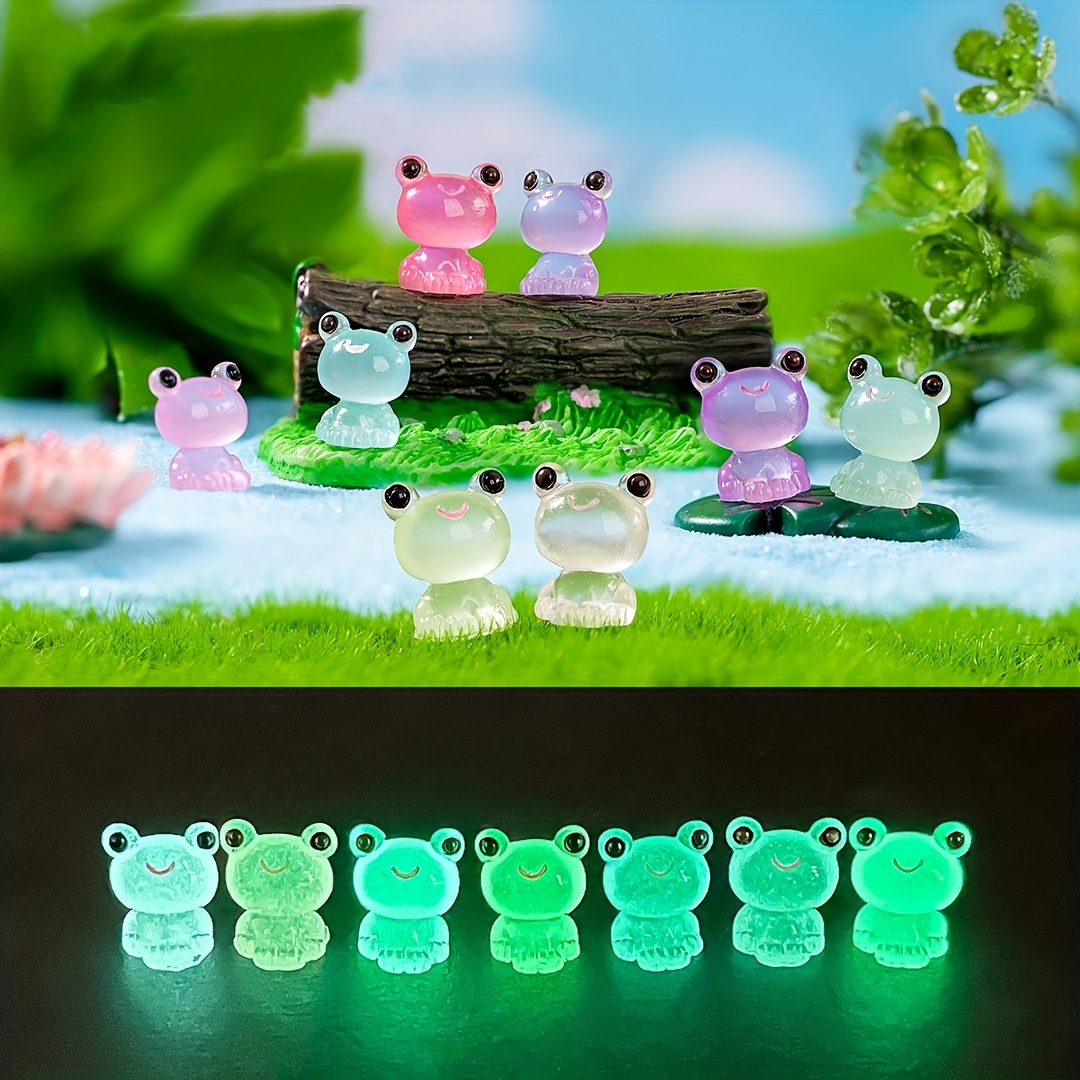 8pcs Glow Mini Frog Garden Decor, Luminous Frog Toys, Fluorescent Cute  Desktop Ornaments