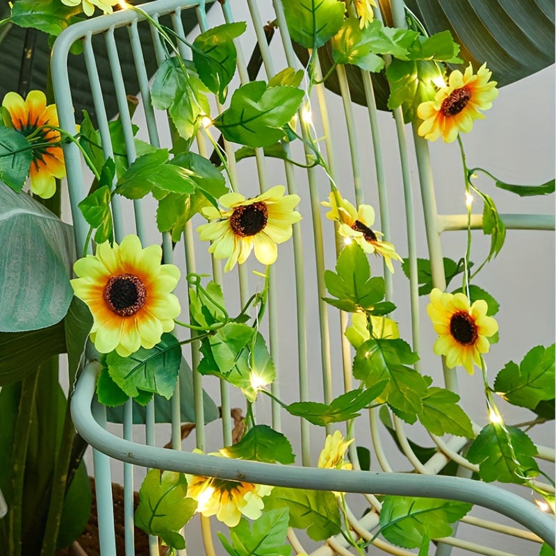 1 pezzo Luce artificiale della stringa della decorazione della vite del  girasole, luce della stringa della ghirlanda del girasole finto per  decorazione domestica