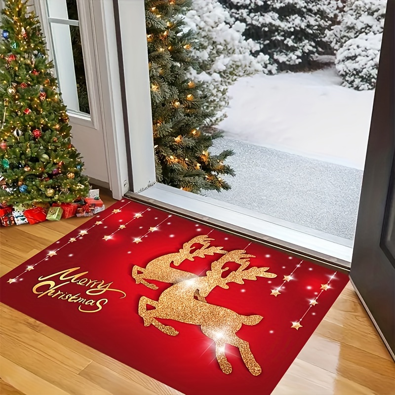  Christmas Kitchen Rugs and Mats Set (2 PCS), Merry