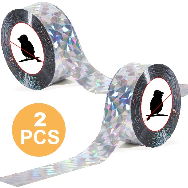 

2pcs, Bird Scare Tape Bird Scare Repellent Flash Tape Reflective Holographic Double Sided Pigeon Scare Tape For Scaring Birds Away For Woodpeckers Gulls Crows Starlings Swallows