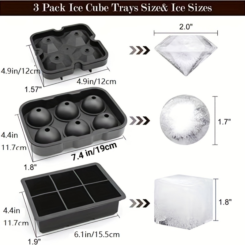 3PK Ice Cube Trays (4 Colors Available) Dorm Stuff Fridge Freezer Supplies  College