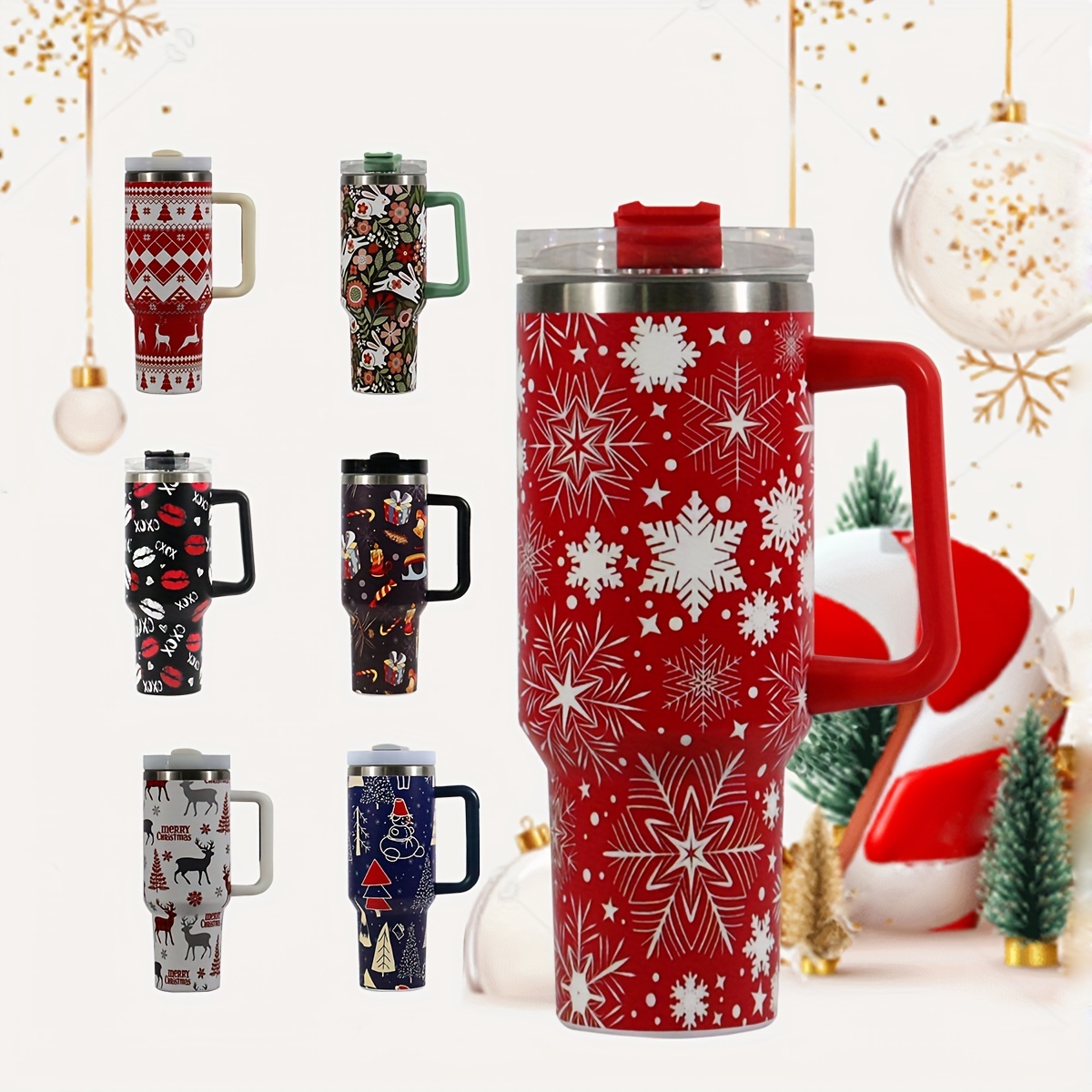 1pc 1200ml/40oz Christmas Printed Stainless Steel Water Bottle, Double  Layer Insulation Tumbler Cup, Leakproof Portable For Outdoor Sports,  Fitness, C