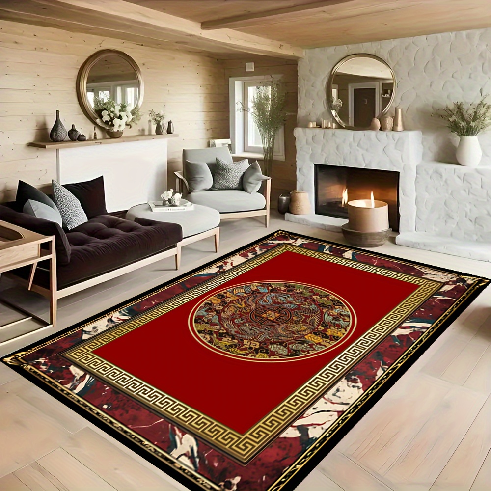 Alfombra grande con diseño de alfombra para dormitorio, sala de estar,  comedor, oficina, decoración interior, resistente a la decoloración,  lavable