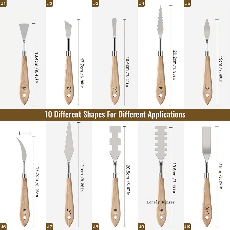 Paint Knife Set - 10pcs Stainless Steel Spatula Palette Knife Painting  Tools Metal Knives Wood Handle With Different Shapes And Sizes For Oil  Painting