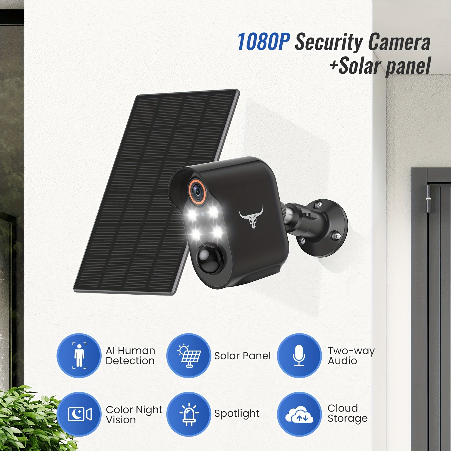 Camara De Seguridad Solar WIFI Inalambrica Para Casa Exterior HD 1080P Con  Audio