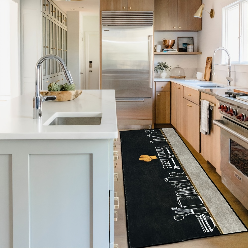 1 alfombrilla de cocina con letras, alfombra de cocina antideslizante  estampada, alfombrilla de suelo interior, felpudo, decoración del hogar -  Temu