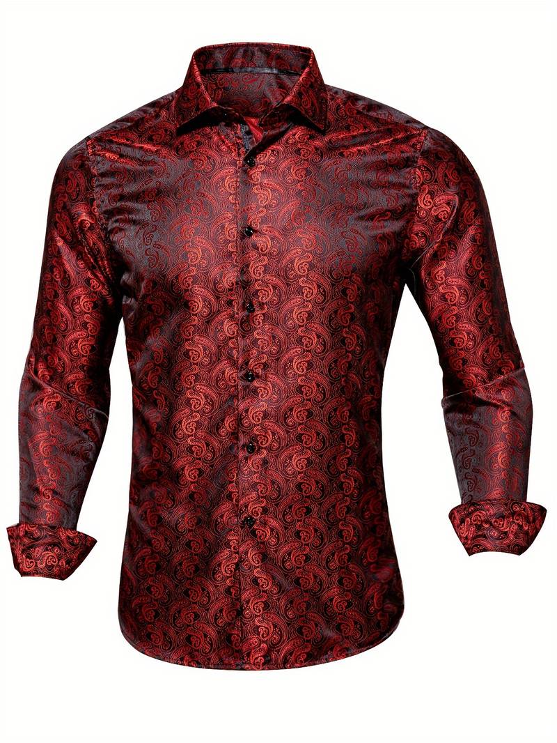 Men's Long Sleeve Slim Fit Satin Shirt - Silk-Like Button Down For Prom, Party, Or Casual Wear