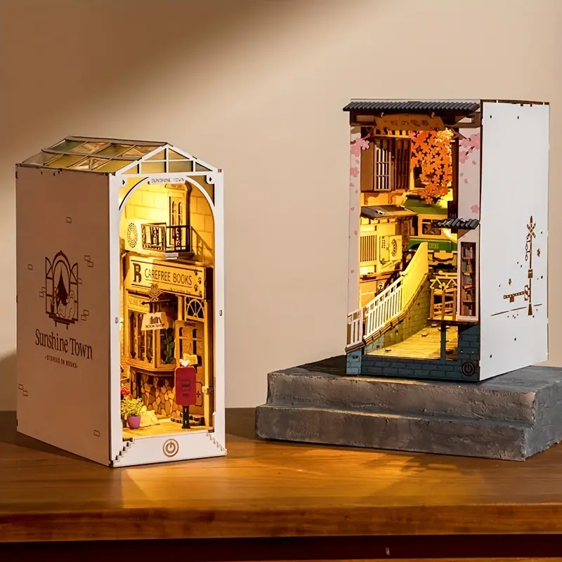 DIY Book Nook Kit – Maison de poupée Miniature en Bois avec Meubles