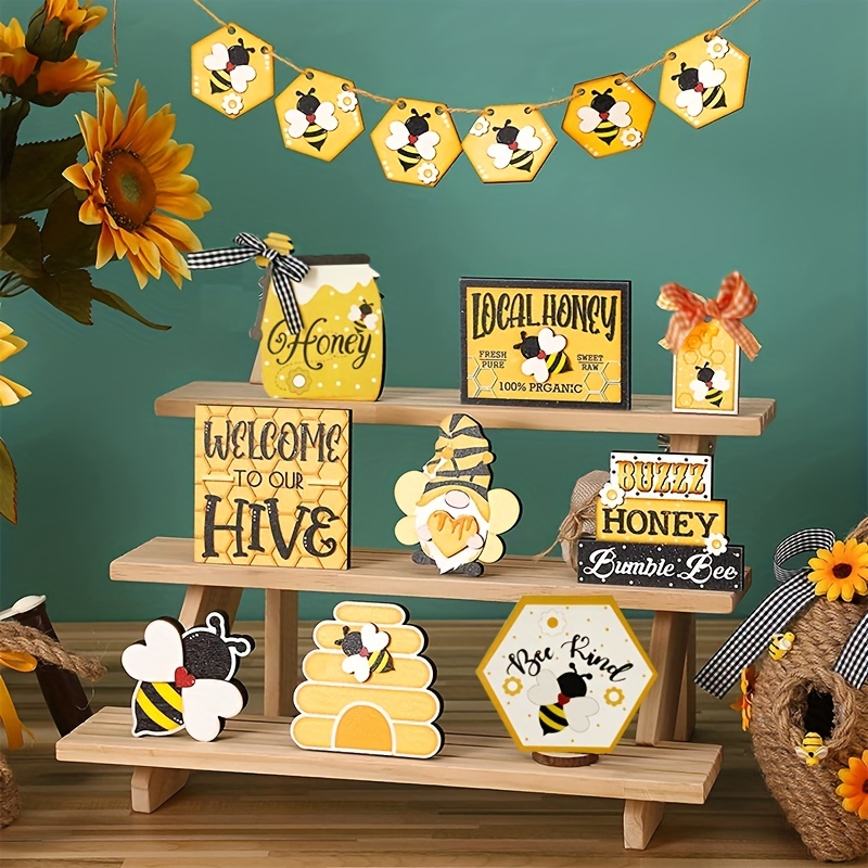 Bee Tiered Tray Welcome to Our Hive Honey Themed Tiered Tray Honey Bee Home  is Where My Honey Bee Bee Decor Bee Signs Honey 